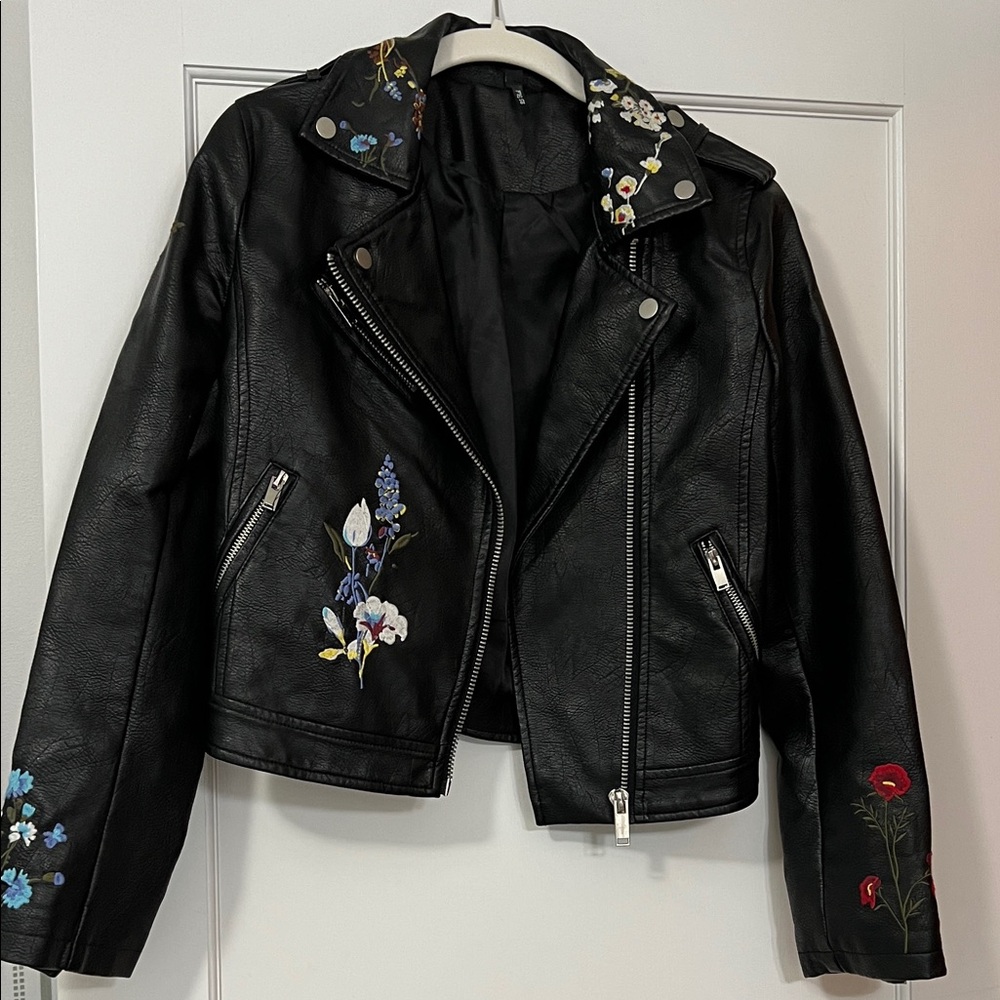 Floral Embroidered Black Jacket
